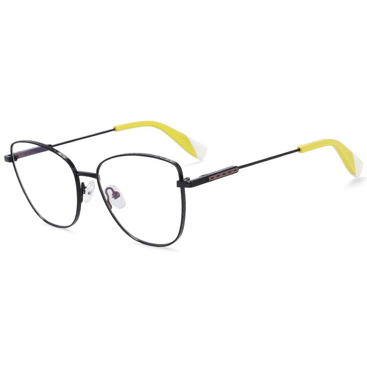 CCspace Women's Full Rim Oversized Square Alloy Frame Eyeglasses 54260 Full Rim CCspace China black-yellow