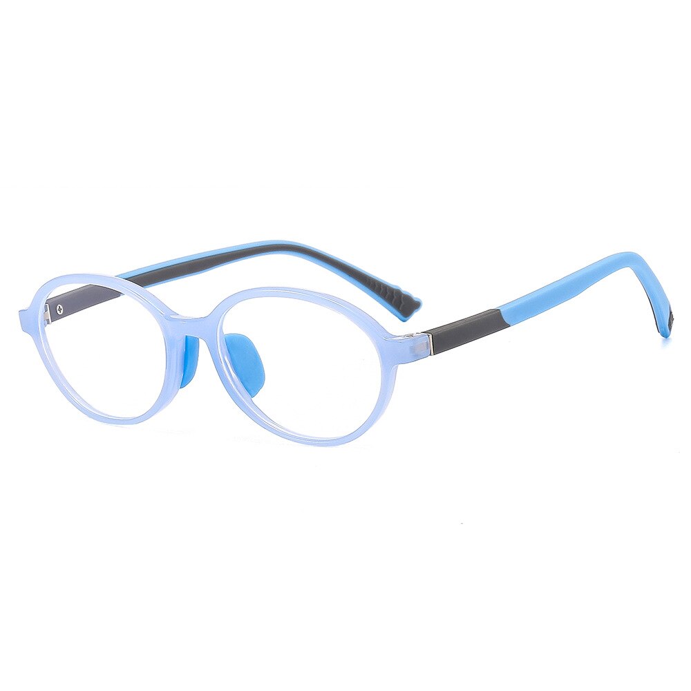 CCspace Unisex Youth Full Rim Round Silicone Eyeglasses 54674 Full Rim CCspace Blue gray China