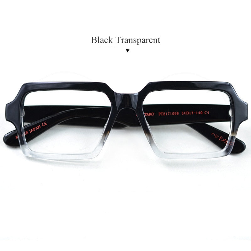 Hdcrafter Men's Full Rim Oversized Square Acetate Frame Eyeglasses Ft2171099 Full Rim Hdcrafter Eyeglasses Black Transparent