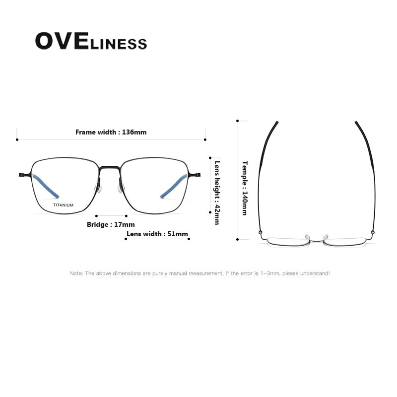 Oveliness Unisex Full Rim Square Titanium Eyeglasses 5506 Full Rim Oveliness