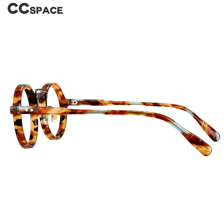 CCspace Unisex Full Rim Round Acetate Alloy Double Bridge Eyeglasses 54554 Full Rim CCspace