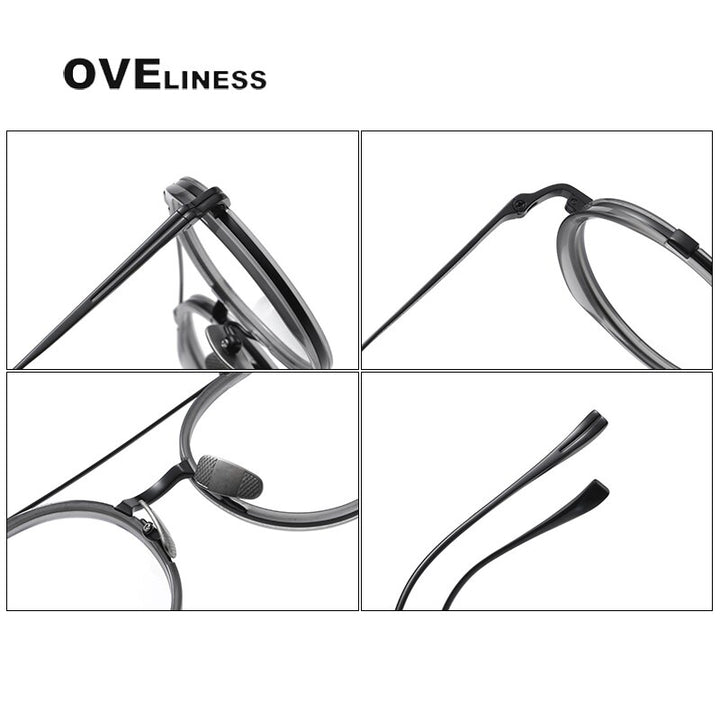 Oveliness Unisex Full Rim Square Double Bridge Acetate Titanium Eyeglasses Kj32 Full Rim Oveliness