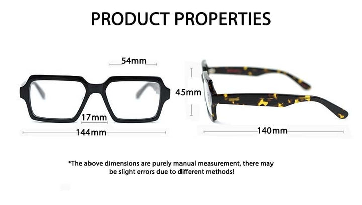 CCspace Unisex Full Rim Square Acetate Eyeglasses 54726 Full Rim CCspace