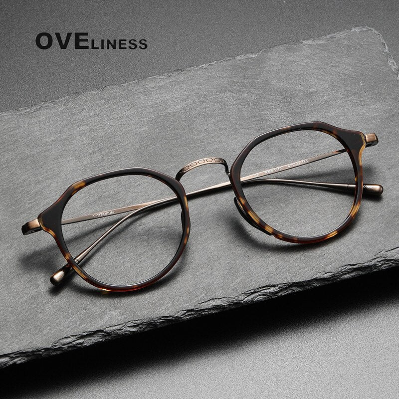 Oveliness Unisex Full Rim Oversized Square Round Acetate Titanium Eyeglasses 1113 Full Rim Oveliness