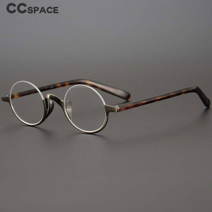 CCspace Unisex Semi Rim Round Acetate Titanium Eyeglasses 53703 Semi Rim CCspace