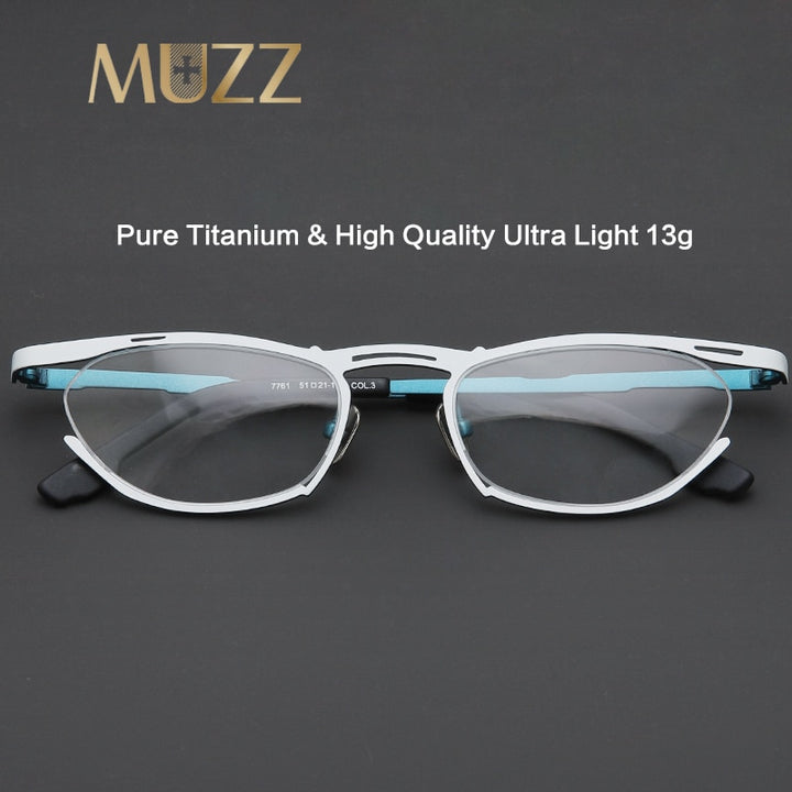 Muzz Women's Semi Rim Oval Cat Eye Titanium Eyeglasses 7761 Semi Rim Muzz