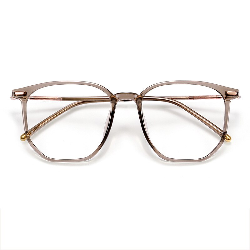 CCspace Unisex Full Rim Large Square Acetate Alloy Reading Glasses 55433 Reading Glasses CCspace China 0 Tea
