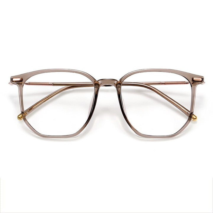 CCspace Unisex Full Rim Large Square Acetate Alloy Reading Glasses 55433 Reading Glasses CCspace China 0 Tea