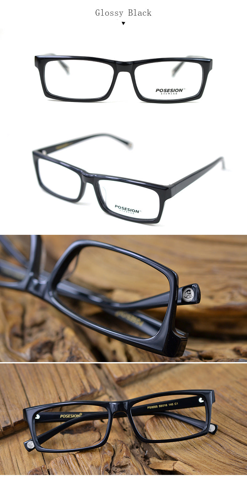 Hdcrafter Men's Full Rim Rectangle Acetate Frame Eyeglasses Ps8005 Full Rim Hdcrafter Eyeglasses