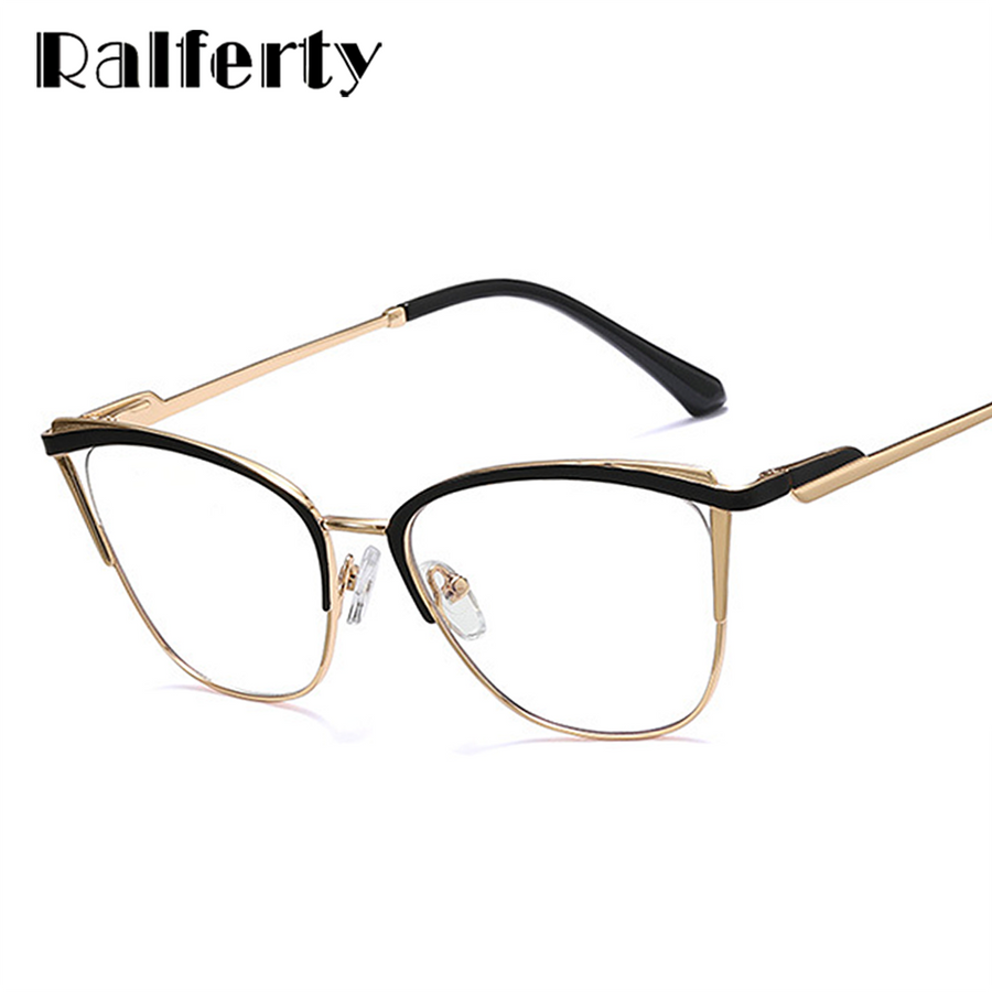 Ralferty Women's Full Rim Square Cat Eye Tr 90 Acetate Alloy Eyeglasses F95387 Full Rim Ralferty   