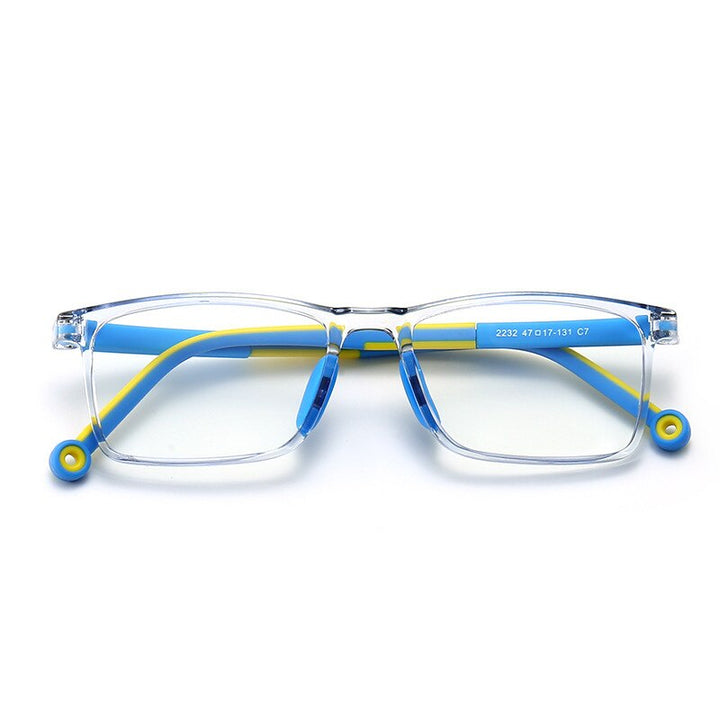 CCspace Unisex Youth Full Rim Square Silicone Eyeglasses 54673 Full Rim CCspace Blue yellow China