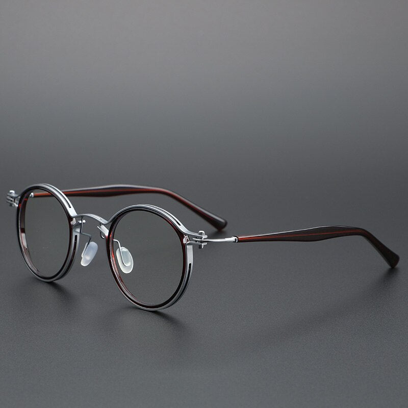 Cubojue Unisex Full Rim Round Alloy Myopic Reading Glasses Reading Glasses Cubojue