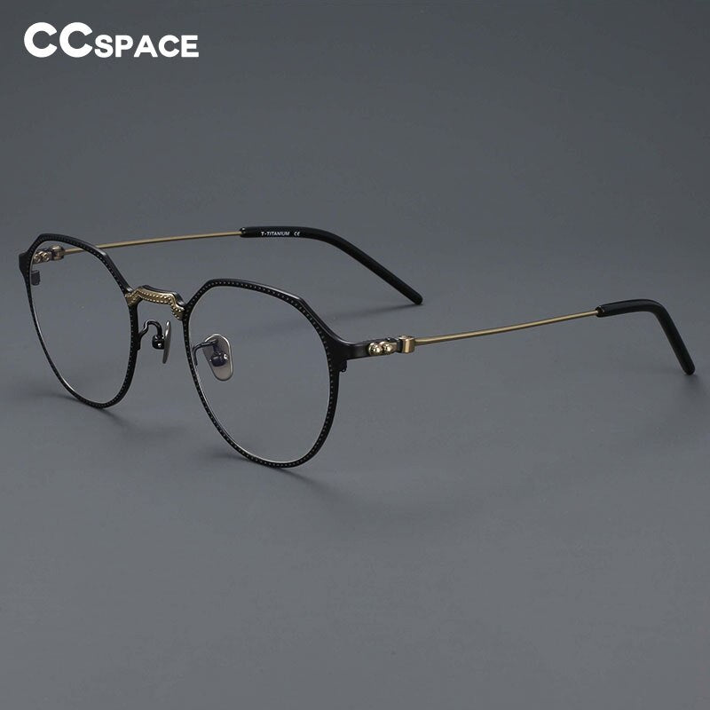 CCspace Unisex Full Rim Large Irregular Square Titanium Eyeglasses 55039 Full Rim CCspace