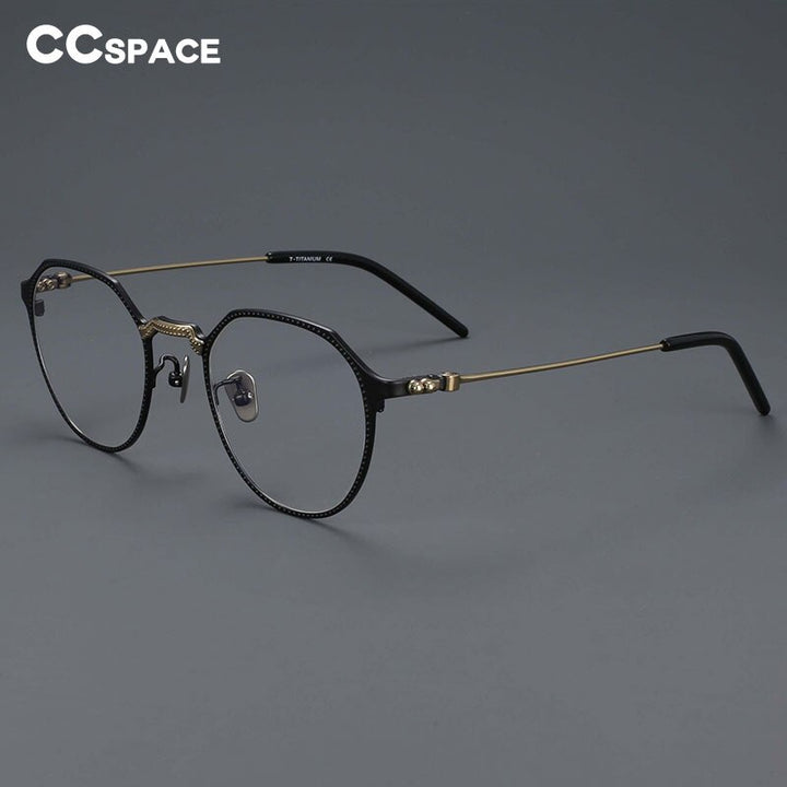 CCspace Unisex Full Rim Large Irregular Square Titanium Eyeglasses 55039 Full Rim CCspace
