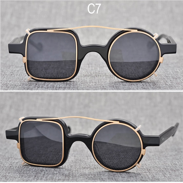 Yujo Unisex Full Rim Square Round Acetate Eyeglasses Clip On Sunglasses 002 With Clip Ons Yujo C7 China