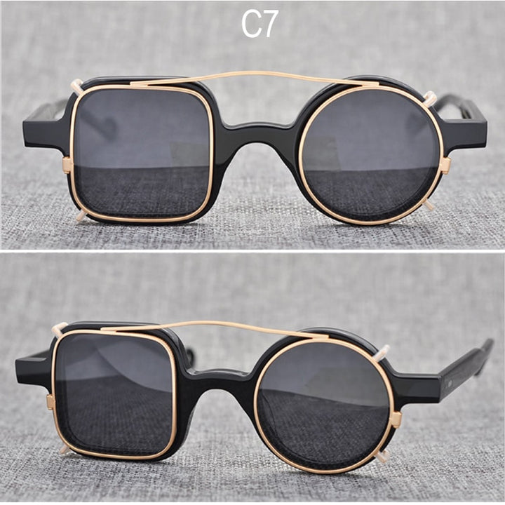 Yujo Unisex Full Rim Square Round Acetate Eyeglasses Clip On Sunglasses 002 With Clip Ons Yujo C7 China