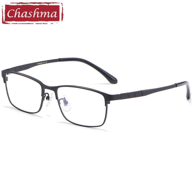 Chashma Ottica Unisex Full Rim Square Titanium Eyeglasses 0137 Full Rim Chashma Ottica Black  
