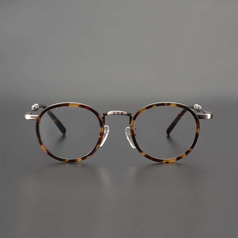 Yujo Unisex Full Rim Round Acetate Stainless Steel Eyeglasses Full Rim Yujo