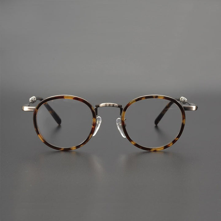 Yujo Unisex Full Rim Round Acetate Stainless Steel Eyeglasses Full Rim Yujo