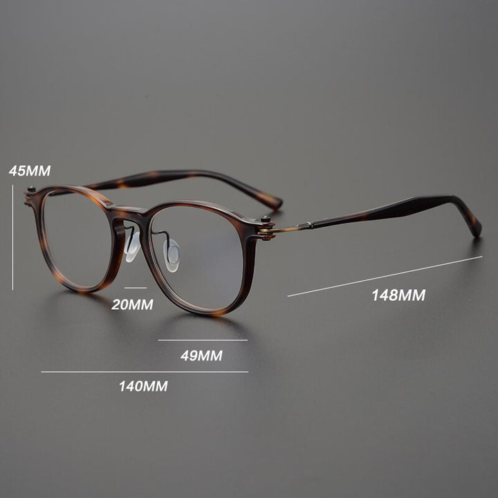 Gatenac Unisex Full Rim Round Acetate Titanium Eyeglasses Gxyj826 Full Rim Gatenac