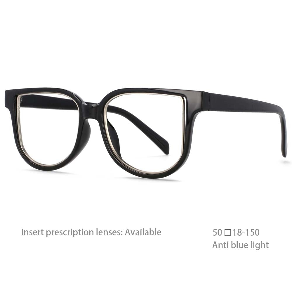 CCspace Unisex Full Rim Square Resin Frame Eyeglasses 54476 Full Rim CCspace China black