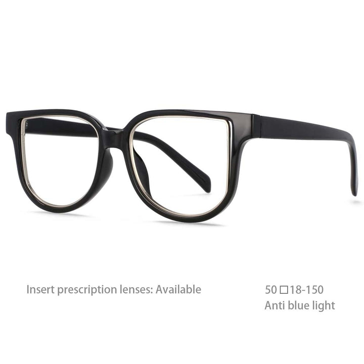 CCspace Unisex Full Rim Square Resin Frame Eyeglasses 54476 Full Rim CCspace China black