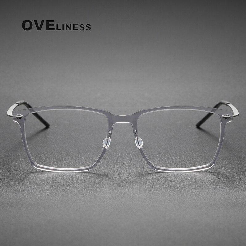 Oveliness Unisex Full Rim Square Screwless Titanium Acetate Eyeglasses 6505 Full Rim Oveliness