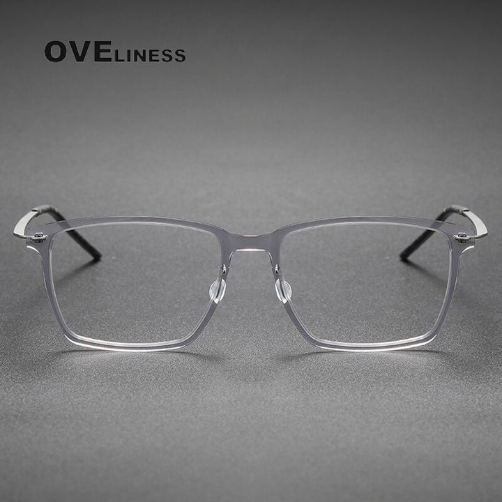 Oveliness Unisex Full Rim Square Screwless Titanium Acetate Eyeglasses 6505 Full Rim Oveliness