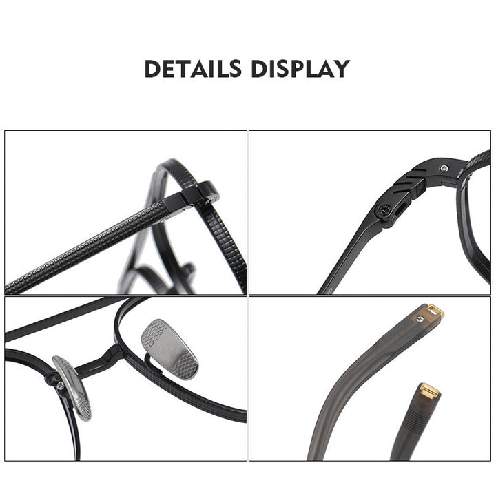 Muzz Unisex Full Rim Square Double Bridge Titanium Frame Eyeglasses 07518 Full Rim Muzz