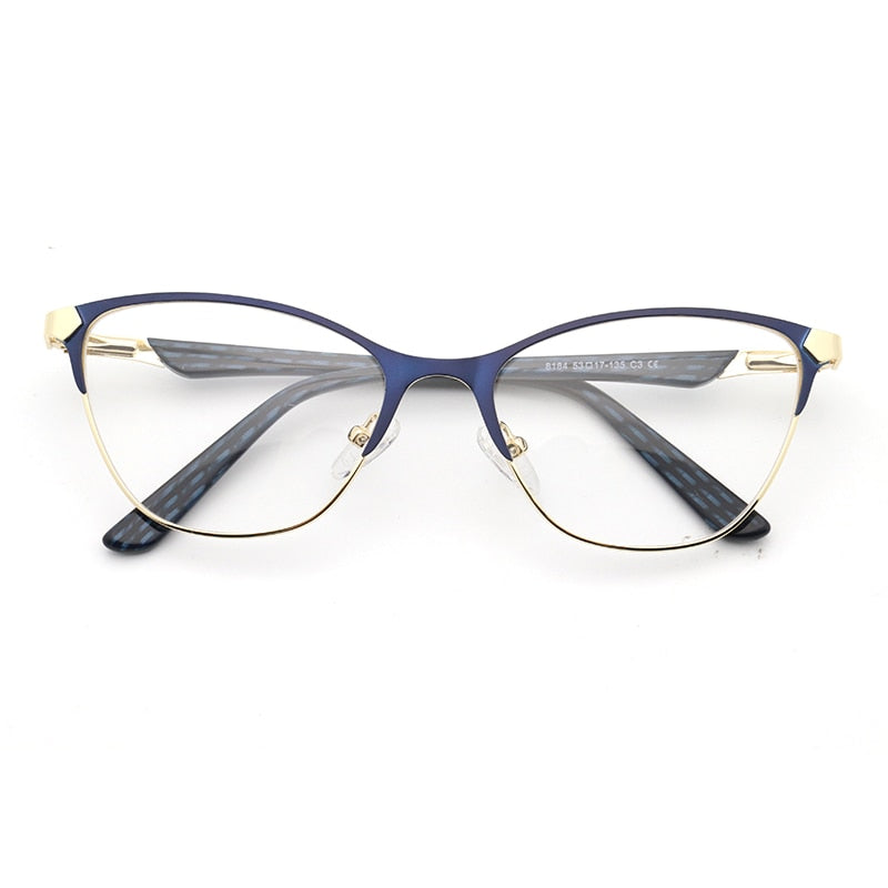 Laoyehui Unisex Eyeglasses Cat Eye Alloy Reading Glasses Blue Brown 8184 Reading Glasses Laoyehui 0 Blue