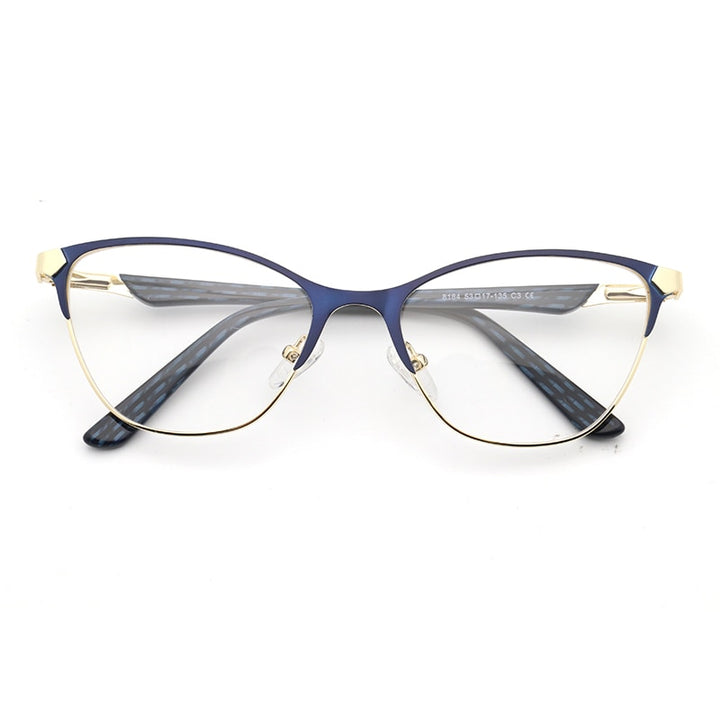 Laoyehui Unisex Eyeglasses Cat Eye Alloy Reading Glasses Blue Brown 8184 Reading Glasses Laoyehui 0 Blue