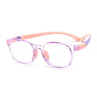 Ralferty Unisex Children's Full Rim Round Square Tr 90 Silicone Eyeglasses M91029 Full Rim Ralferty C5 Clear Purple China