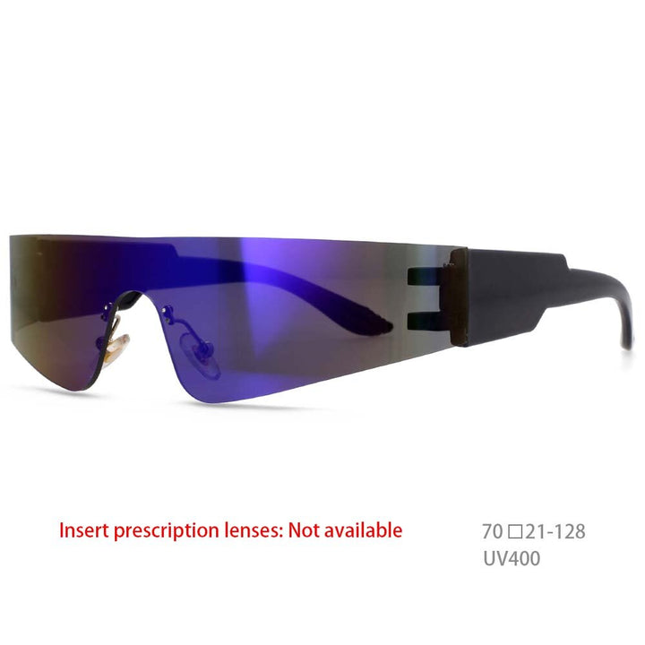 CCspace Unisex Rimless Rectangle Goggle Resin One Lens Frame Sunglasses 54474 Sunglasses CCspace Sunglasses Blue 54474