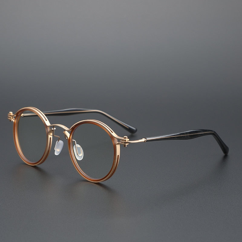 Cubojue Unisex Full Rim Round Alloy Hyperopic Reading Glasses Reading Glasses Cubojue 0 gold light brown