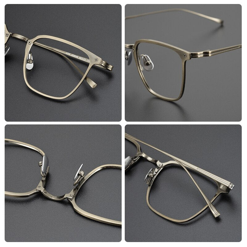 Gatenac Unisex Full Rim Square Titanium Eyeglasses Gxyj965 Full Rim Gatenac