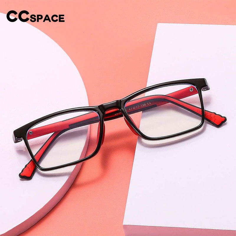 CCspace Unisex Youth Full Rim Square Silicone Eyeglasses 54670 Full Rim CCspace