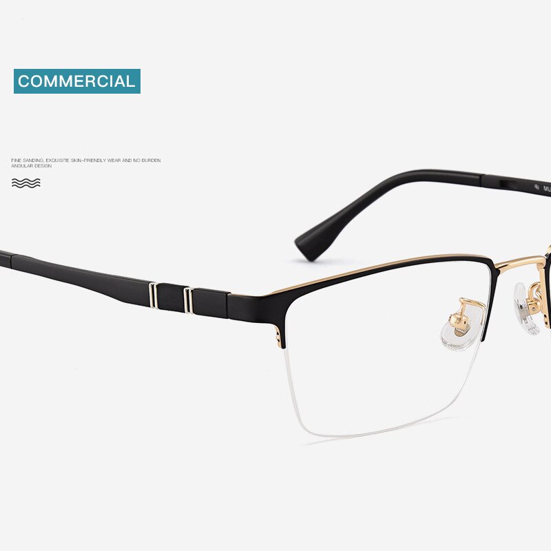 Bclear Unisex Semi Rim Square Titanium Eyeglasses Lb1110 Semi Rim Bclear