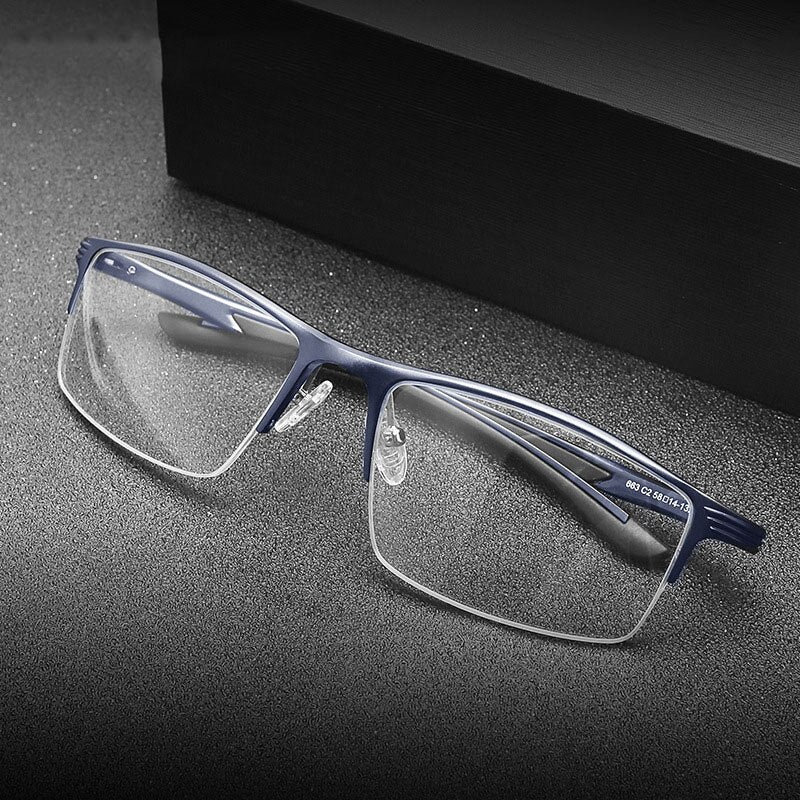 Hdcrafter Men's Semi Rim Wide Square Titanium Eyeglasses 663 Semi Rim Hdcrafter Eyeglasses