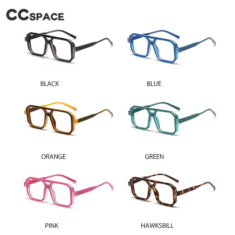 CCspace Unisex Full Rim Big Size Square Double Bridge Resin Frame Eyeglasses 54605 Full Rim CCspace