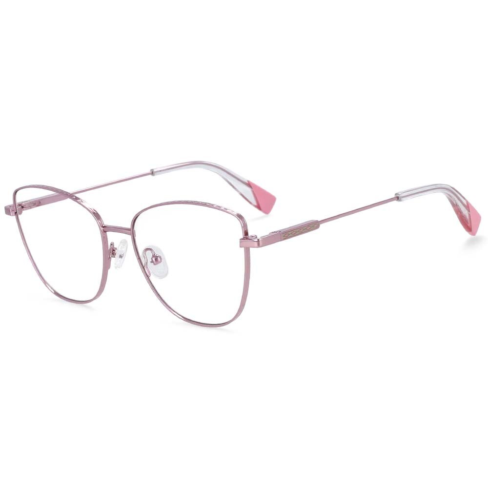 CCspace Women's Full Rim Oversized Square Alloy Frame Eyeglasses 54260 Full Rim CCspace China pink-clear