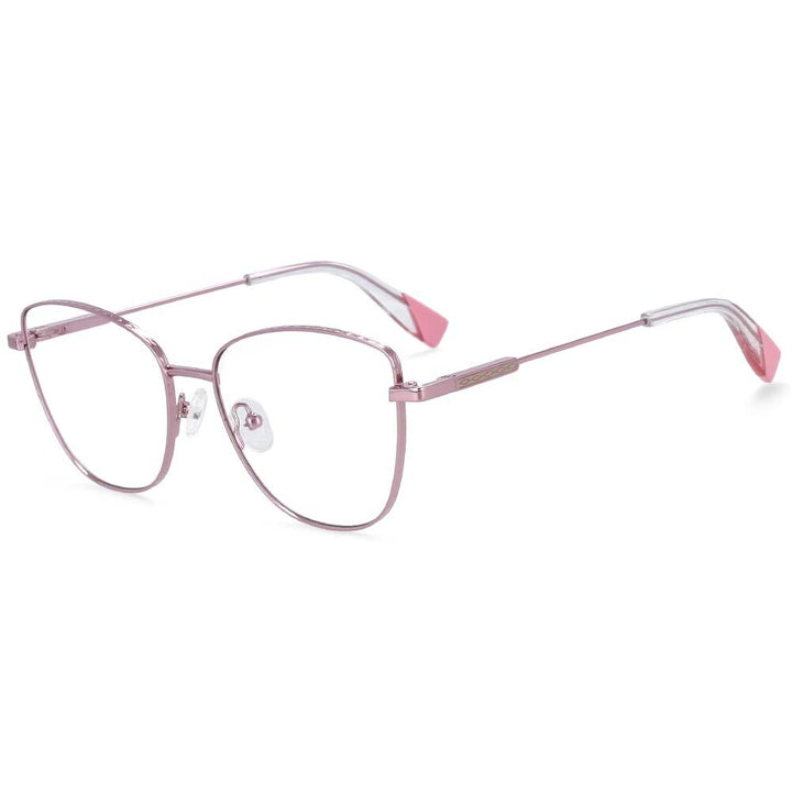 CCspace Women's Full Rim Oversized Square Alloy Frame Eyeglasses 54260 Full Rim CCspace China pink-clear