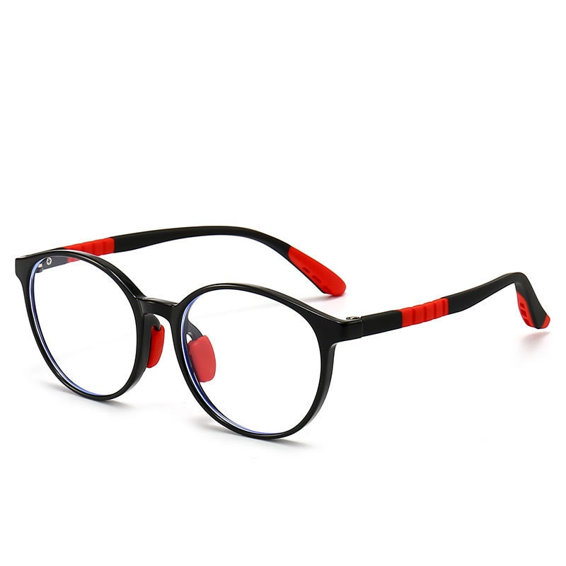 CCspace Unisex Youth Full Rim Round Silicone Eyeglasses 54668 Full Rim CCspace Black red China