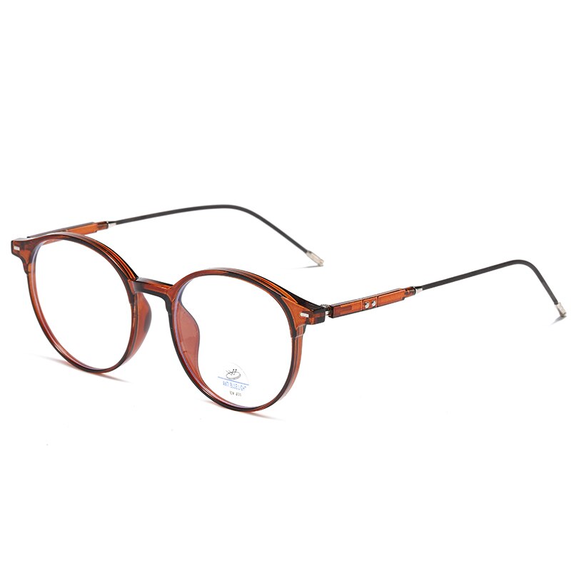 Reven Jate Unisex Full Rim Round Tr 90 Eyeglasses 81233 Full Rim Reven Jate dard brown