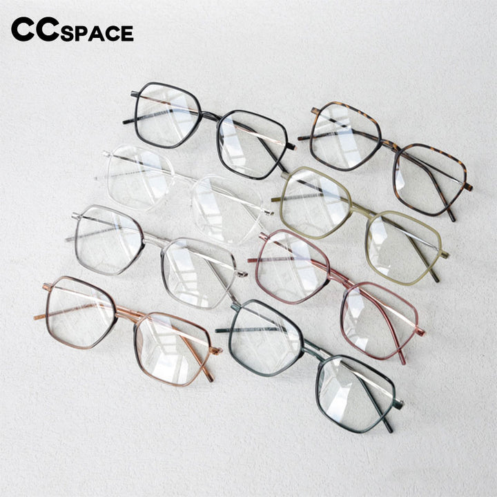 CCspace Unisex Full Rim Polygon Tr 90 Titanium Eyeglasses 54546 Full Rim CCspace