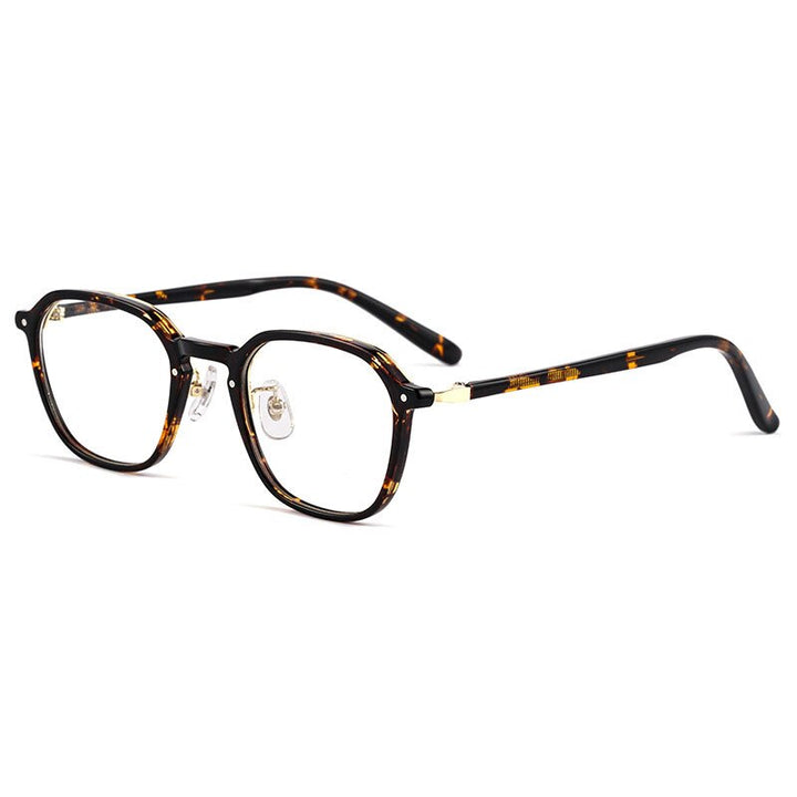 Yimaruili Unisex Full Rim Small Oval Acetate Alloy Eyeglasses KBT98C51 Full Rim Yimaruili Eyeglasses