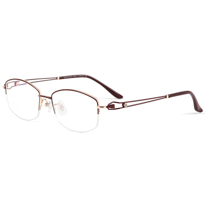 Hotony Women's Semi Rim Square Titanium Eyeglasses Bv6003 Semi Rim Hotony C8