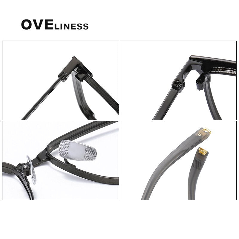 Oveliness Unisex Full Rim Square Acetate Titanium Eyeglasses Lsa104 Full Rim Oveliness