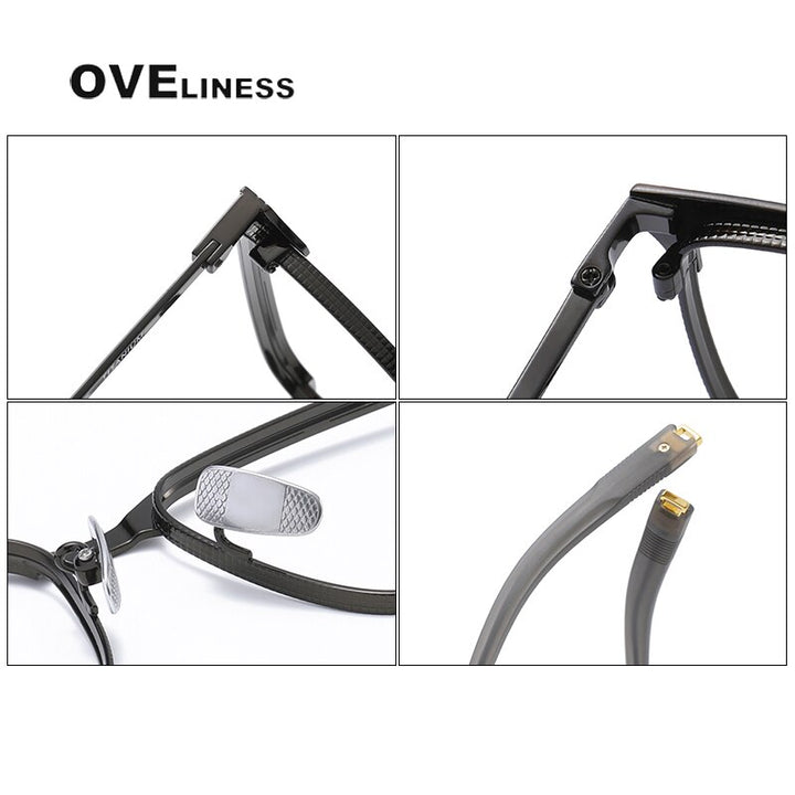 Oveliness Unisex Full Rim Square Acetate Titanium Eyeglasses Lsa104 Full Rim Oveliness