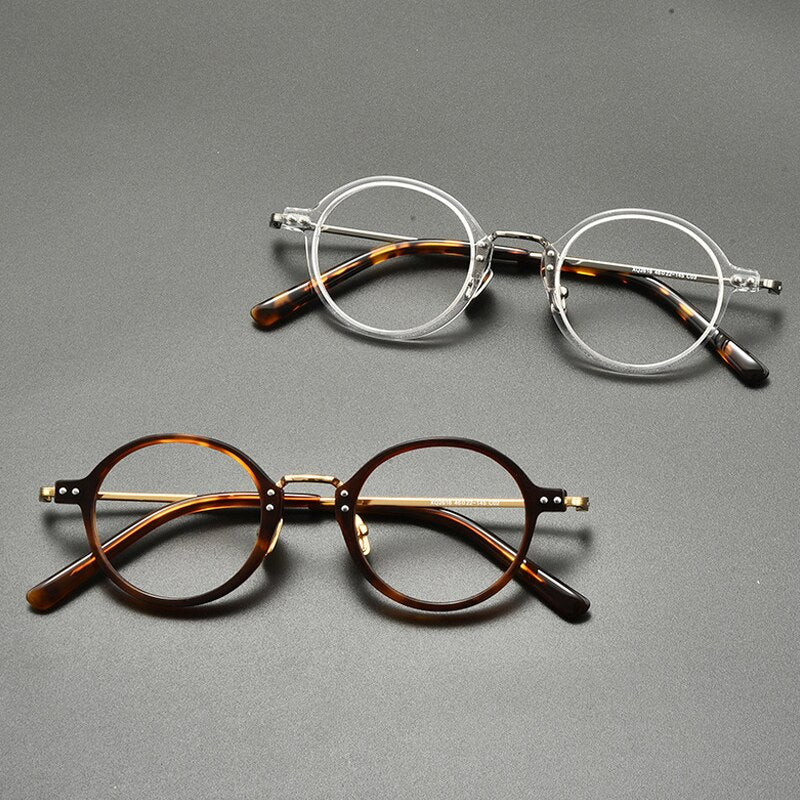Gatenac Unisex Full Rim Round Titanium Acetate Eyeglasses Gxyj854 Full Rim Gatenac
