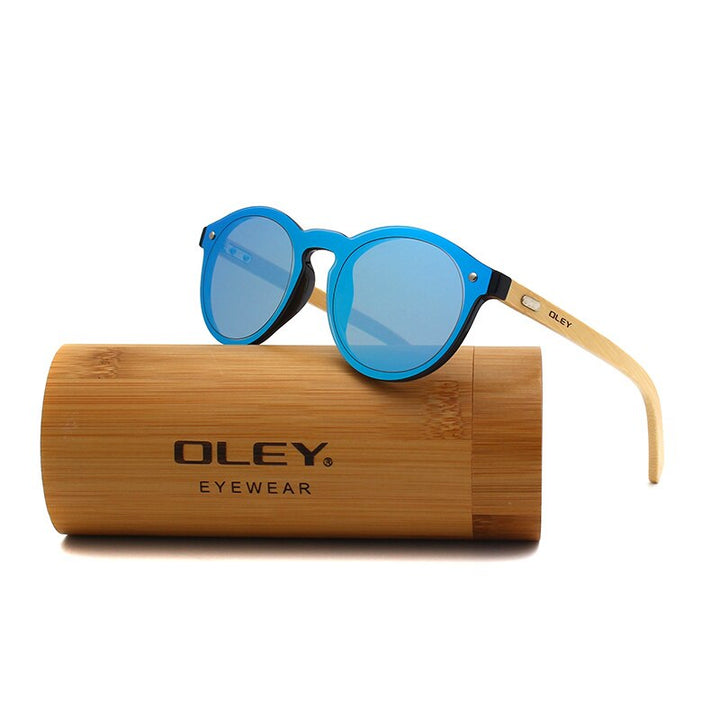 Oley Women's Round Bamboo Leg Color Film Sunglasses Z0479 Sunglasses Oley Z0479 C3ZBOX custom logo